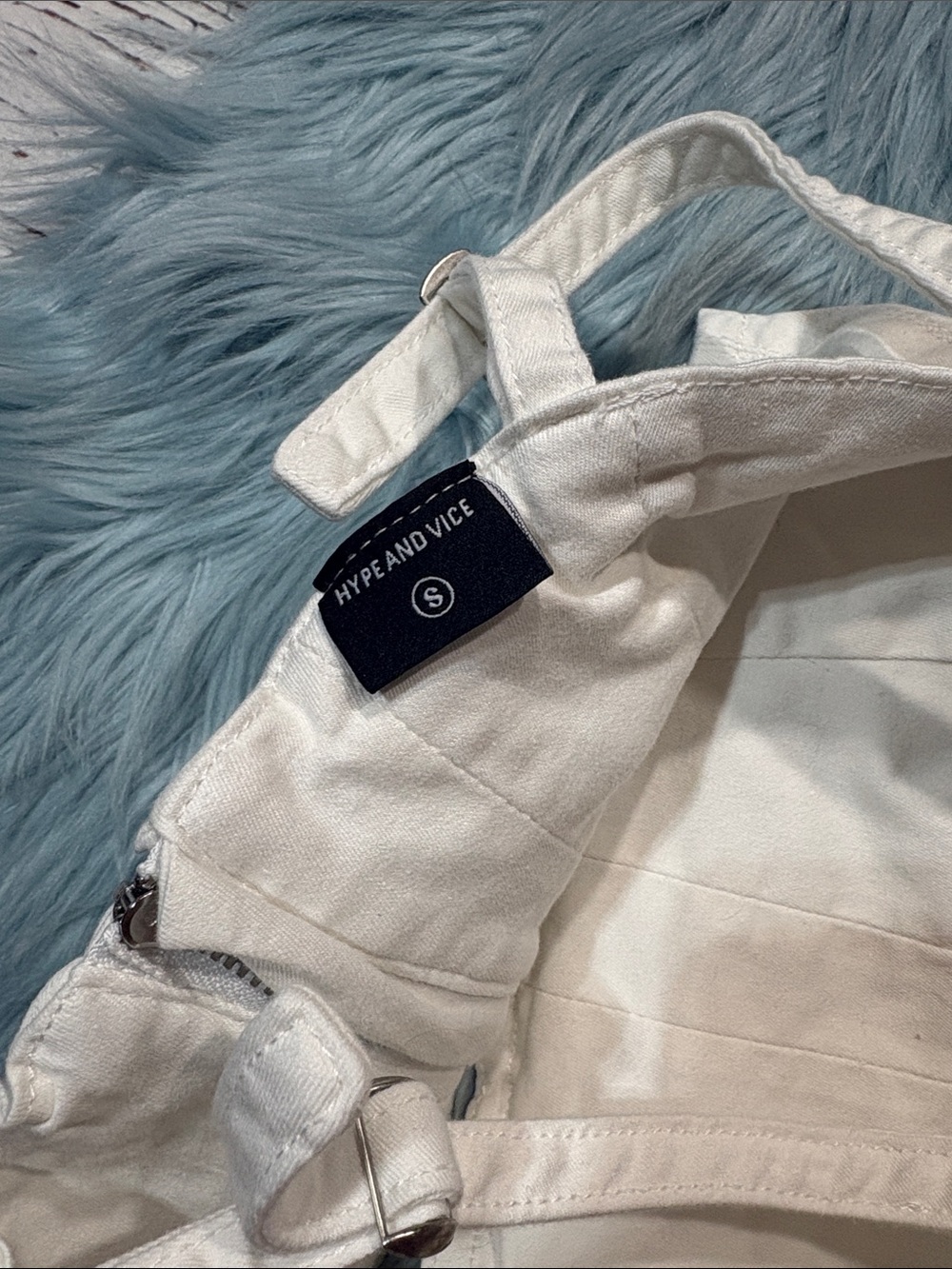 Hype and Vice Indiana University Denim White Corset Crop Top - Picture 2 of 7